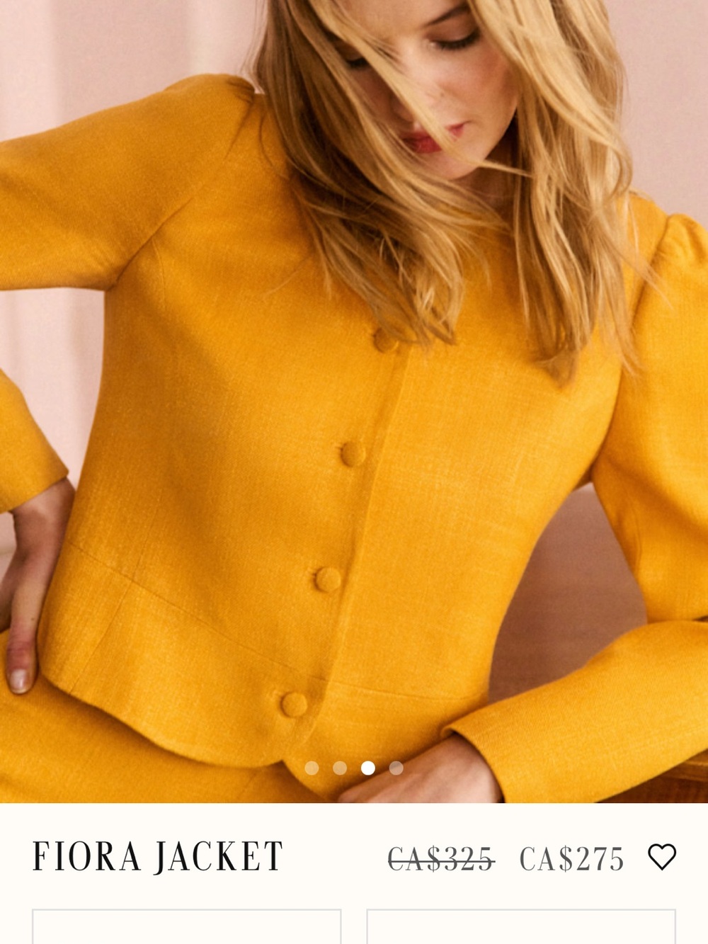 Sézane Fiora Women's Mustard Yellow Tailored Jacket